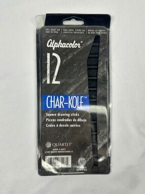 Quartet Char-Kole Alphacolor Compressed Charcoal Square Drawing Sticks, Black